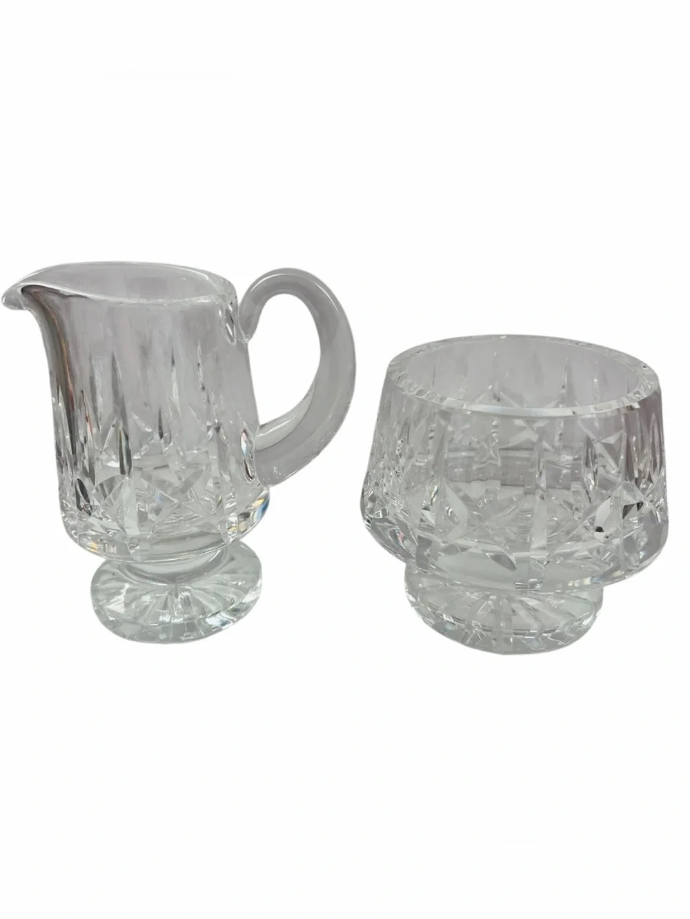 Vintage Waterford Crystal Lismore Footed Cream and Sugar Bowl Set